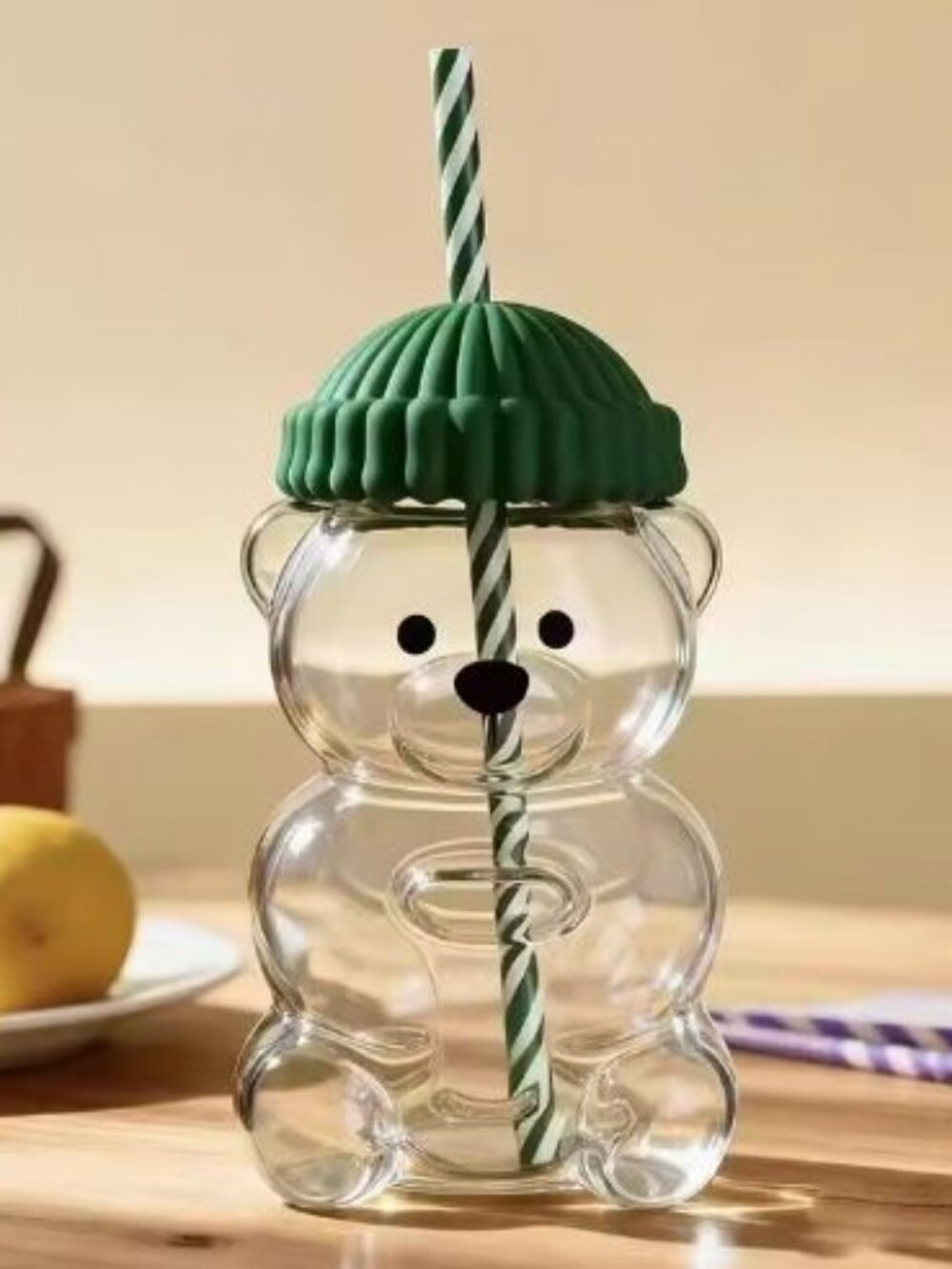 New Cute Teddy Bear Straw Glass, 20 Ounces Reusable, Suitable for drinking